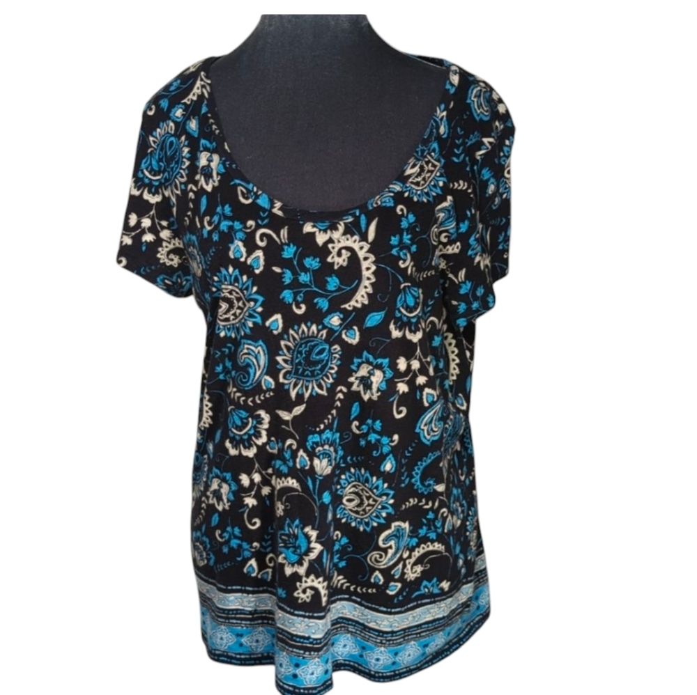 LOFT Soft Floral Scoop Neck Tee Size Medium